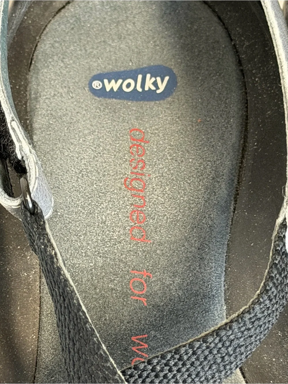 Wolky Women's Gray Black Jewell Criss-Cross Velcro Strap Sandals